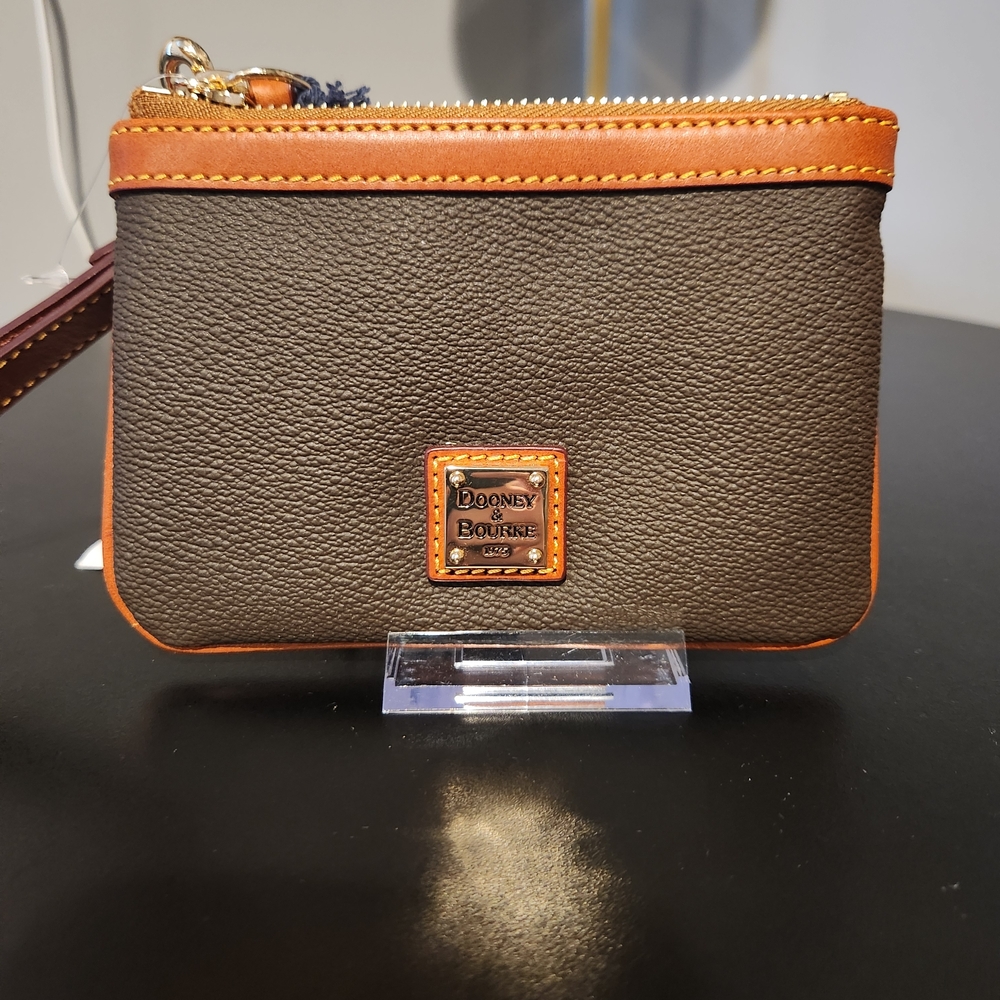 Dooney & Bourke Brown And Neutral Leather Wristlet